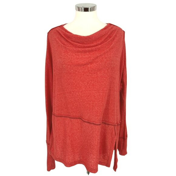 We The Free Londontown Thermal Oversize Top Red Orange Size XS - Picture 1 of 12